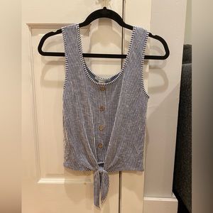 Caution to the Wind blue and white striped tank top